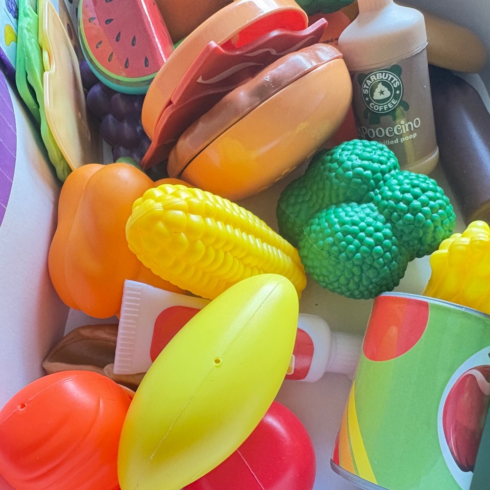Lot of play food. Mixed. Fruit vegetables etc